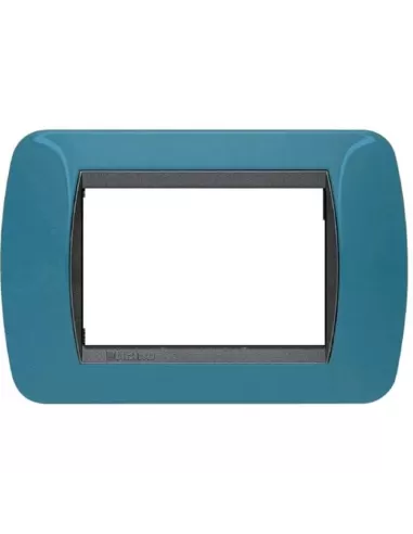 Bticino l4803bu 3-seater plate blue metro living international